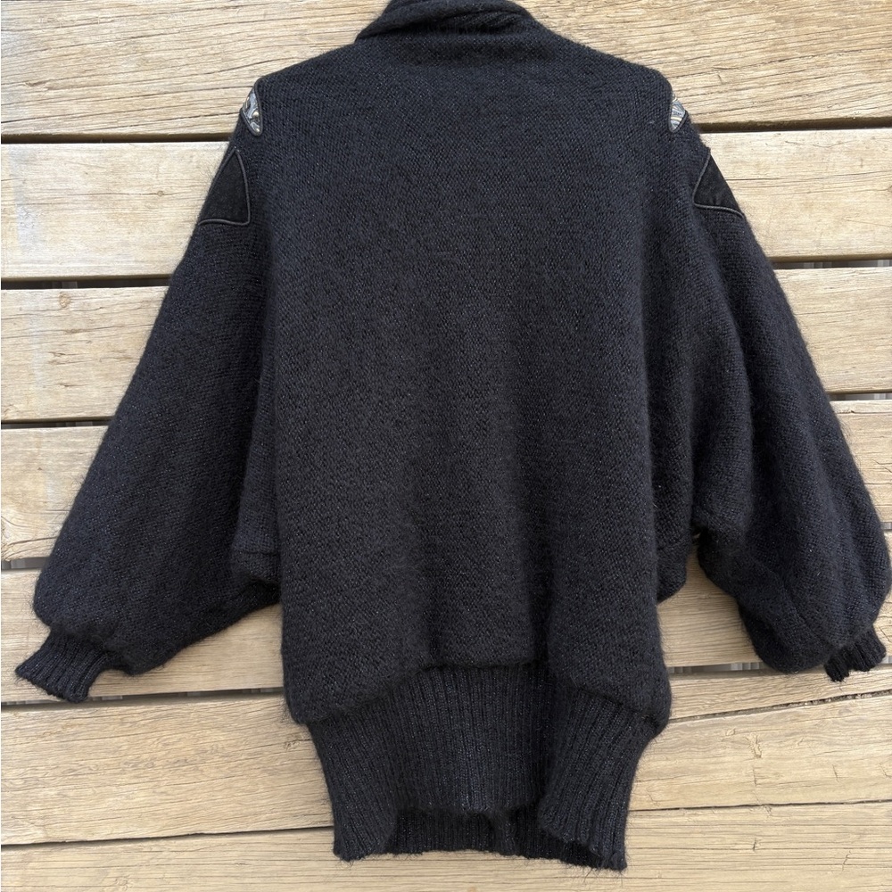 Christine Vintage Mohair Blend Lined Sweater Coat 80s Statement Glam Sz Lg - Picture 9 of 10